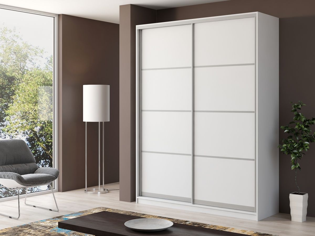 Шкаф купе для одежды Армариум, белый, без зеркала с полками и штангой, 190х50х240