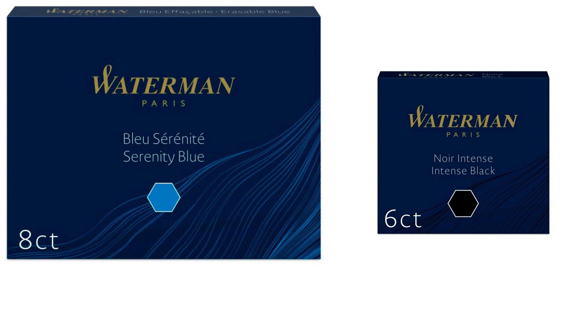 Картридж Waterman Serenity Blue long + Intense Black standard