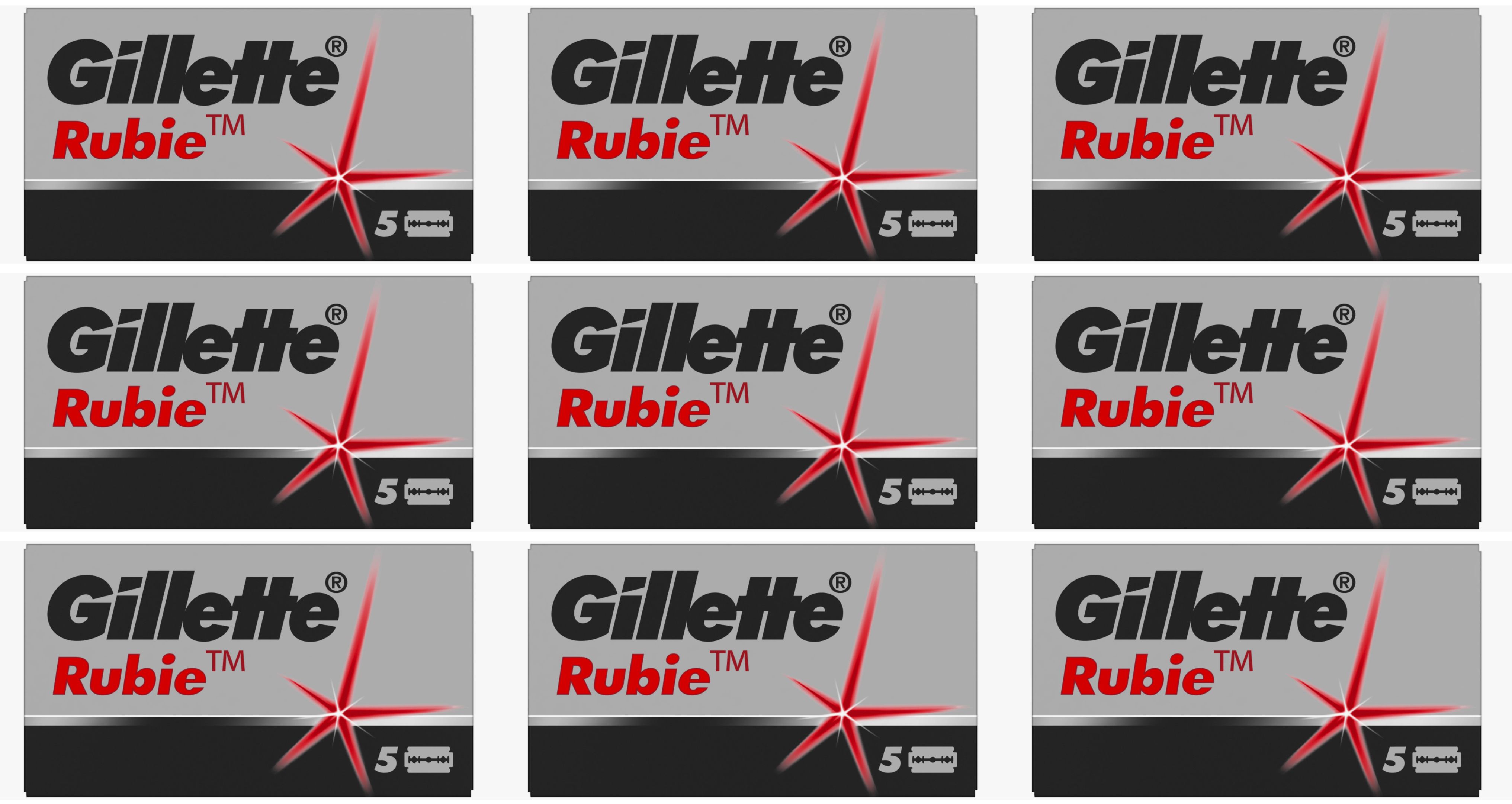 Gillette Лезвие классическое, для станка, Rubie, 5 шт, 9 уп/