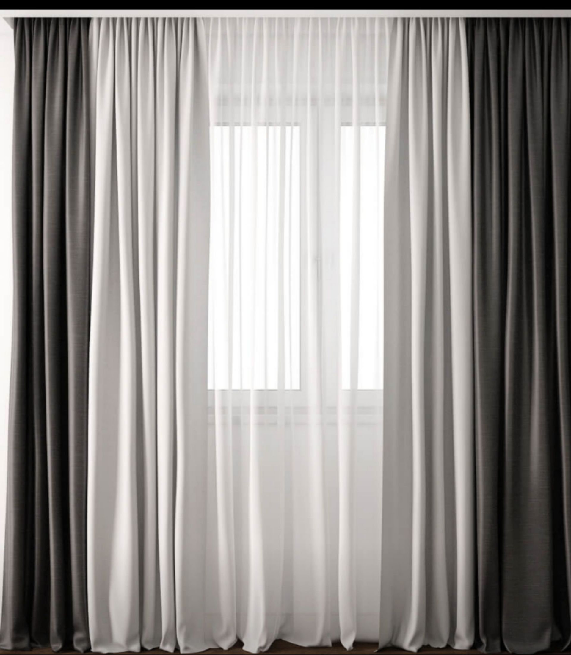 Белая тюль и серые шторы фото