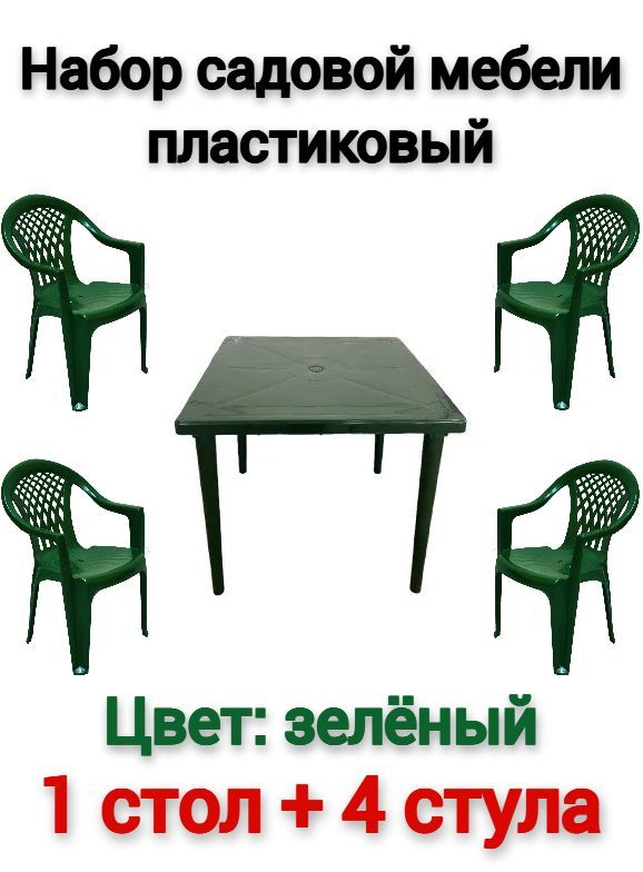 Комплект Садовый Стол и Стулья Пластиковый купить на OZON по низкой цене