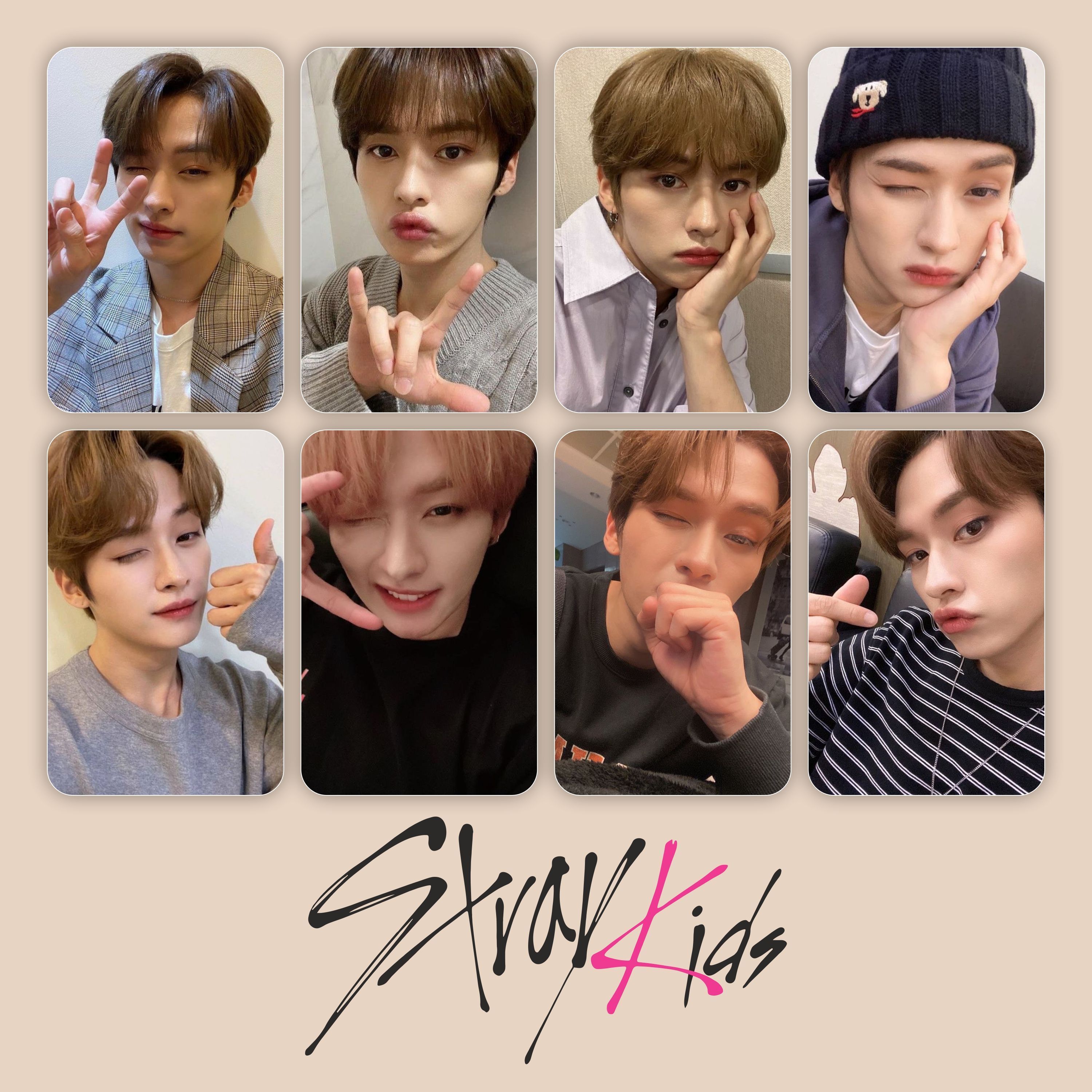 K-pop(К-поп) Stray Kids Lee Know Minho (Стрей Кидс Ли Ноу Минхо) матовые карточки 8 шт. (85х55 мм)