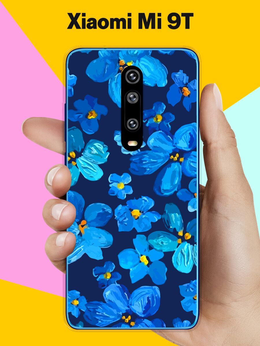 Силиконовый чехол на Xiaomi Mi 9T Синие цветы / для Сяоми Ми 9Т - купить с  доставкой по выгодным ценам в интернет-магазине OZON (743032753)