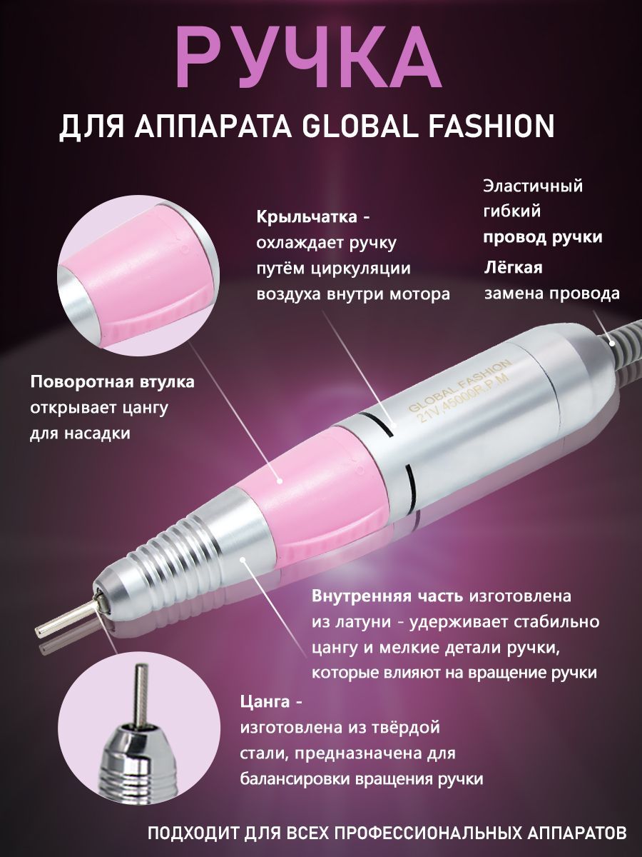 Ручка для маникюрного аппарата Global Fashion ручкаgf. - купить по выгодной  цене в интернет-магазине OZON (916994109)