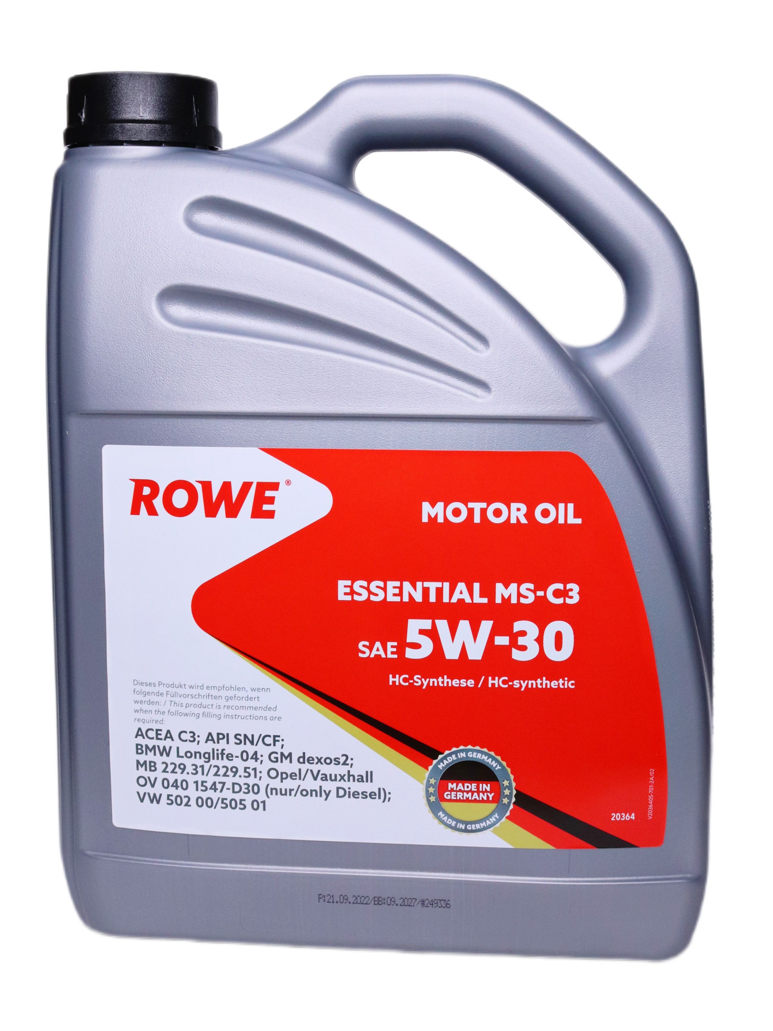 Моторное масло rowe 5w 30. Rowe 5w30. Масло Rowe 5w30. Rowe Essential SAE 5w-30 MS-c3 артикул: 20364-595-2a. Rowe 5w30 SN/CF Asia.