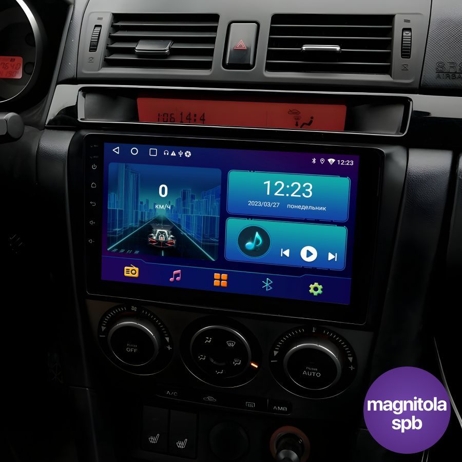 Автомагнитола Android 2Gb+32Gb DSP / Mazda 3 BK, Axela 2003 - 2009 / 9  дюймов / GPS / Bluetooth / Wi-Fi / FM-радио / Сенсорные кнопки / Мазда 3  БК, Аксела /