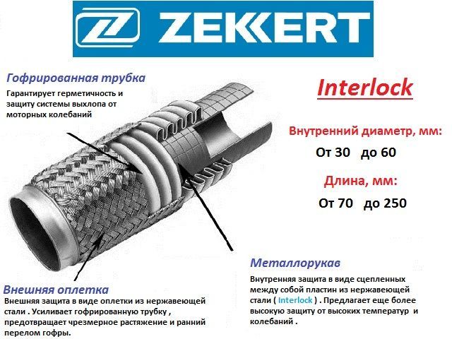 ZekkertГофраглушителя,диаметр50мм,длина160ммарт.xzkfr50160l