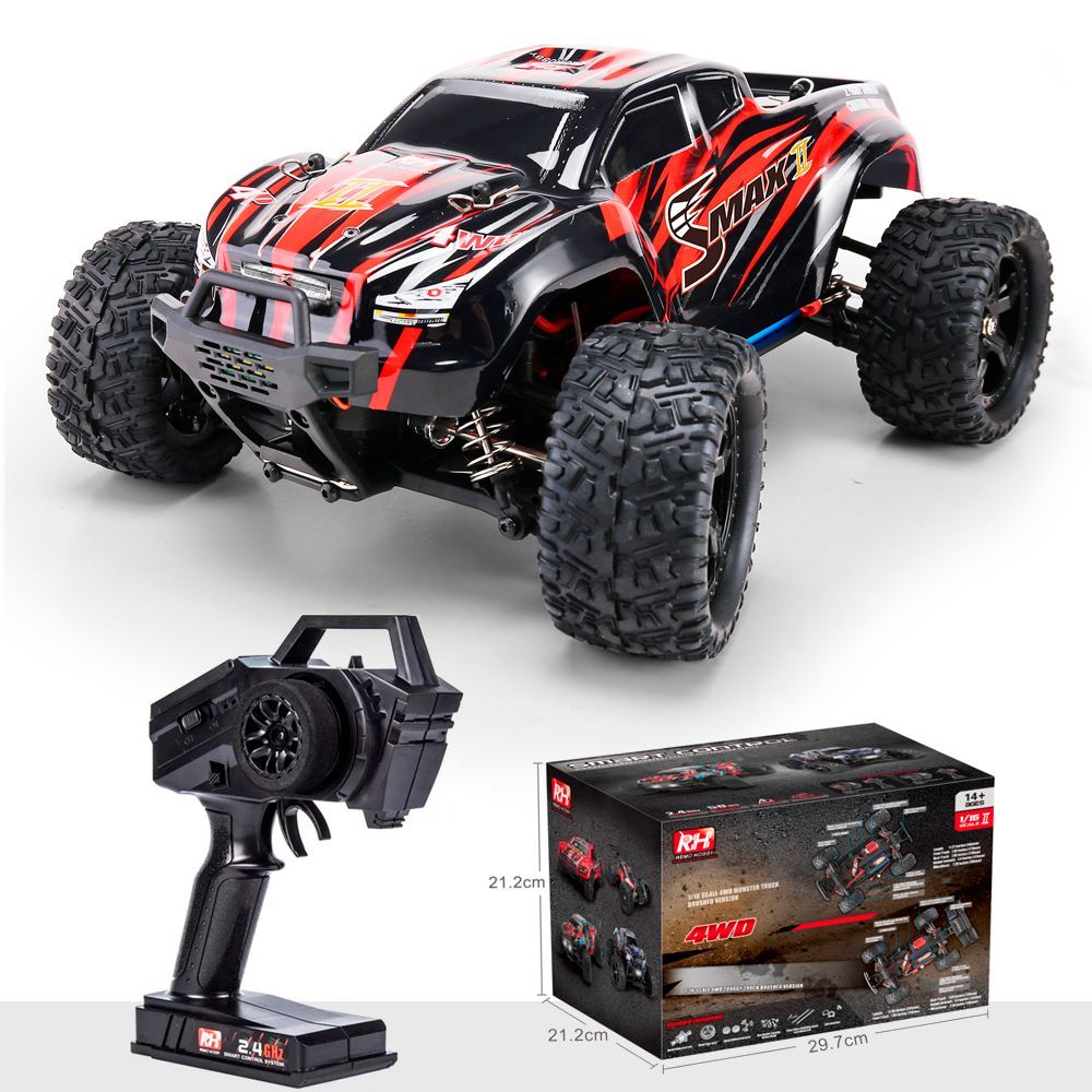 Радиоуправляемая машина монстр Remo Hobby Smax 4WD RH1631 Red, масштаб  1:16, 29 см, Красный / детская машинка на пульте управления - купить с  доставкой по выгодным ценам в интернет-магазине OZON (251747174)