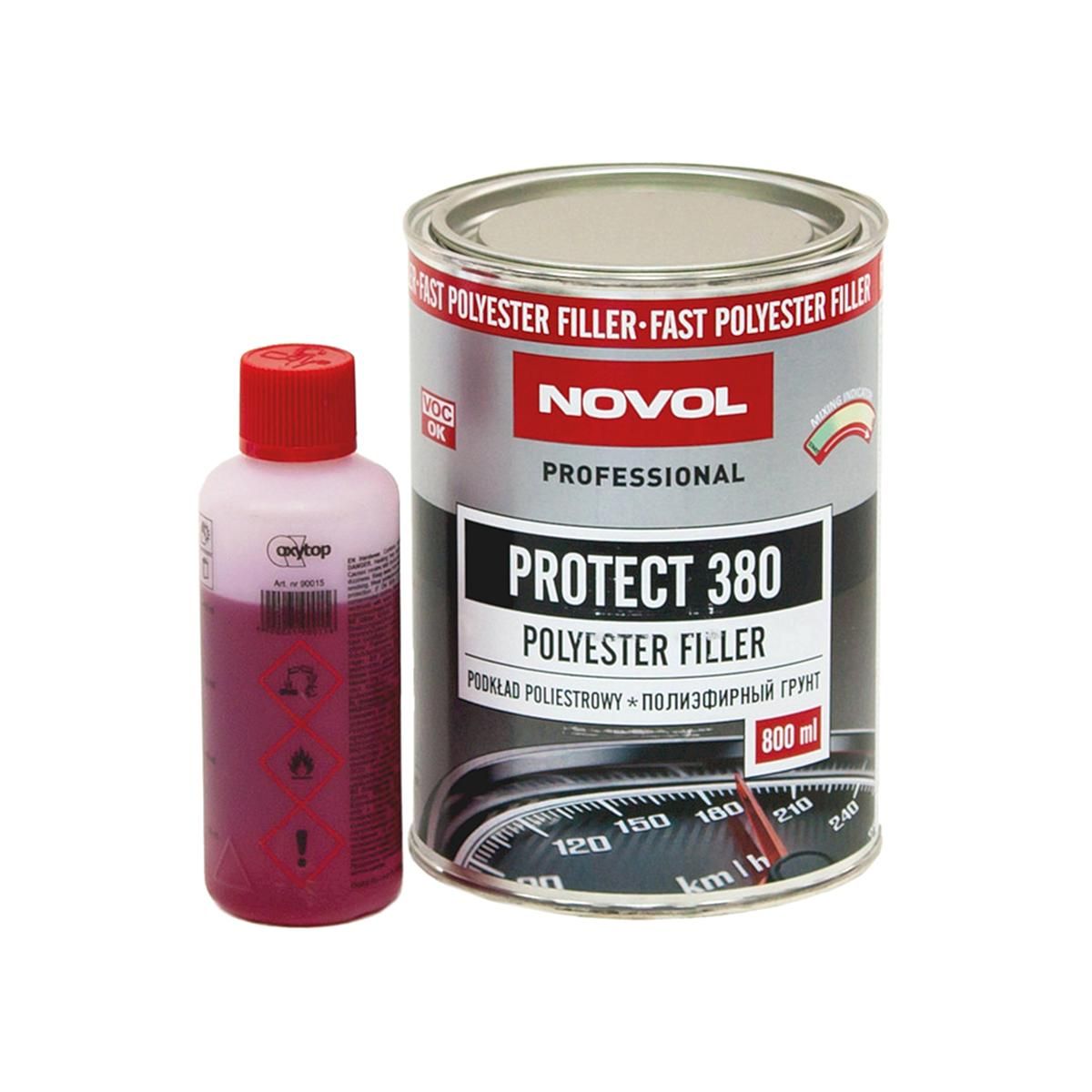 Грунт отделочный автомобильный полиэфирный Novol Protect 380 Polyester  Filler оливковый 0,8 л. с отвердителем