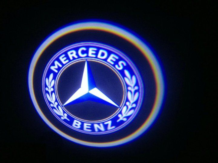 Подсветка двери Mercedes, (проекция логотипа авто мерседес), беспроводная 2 шт