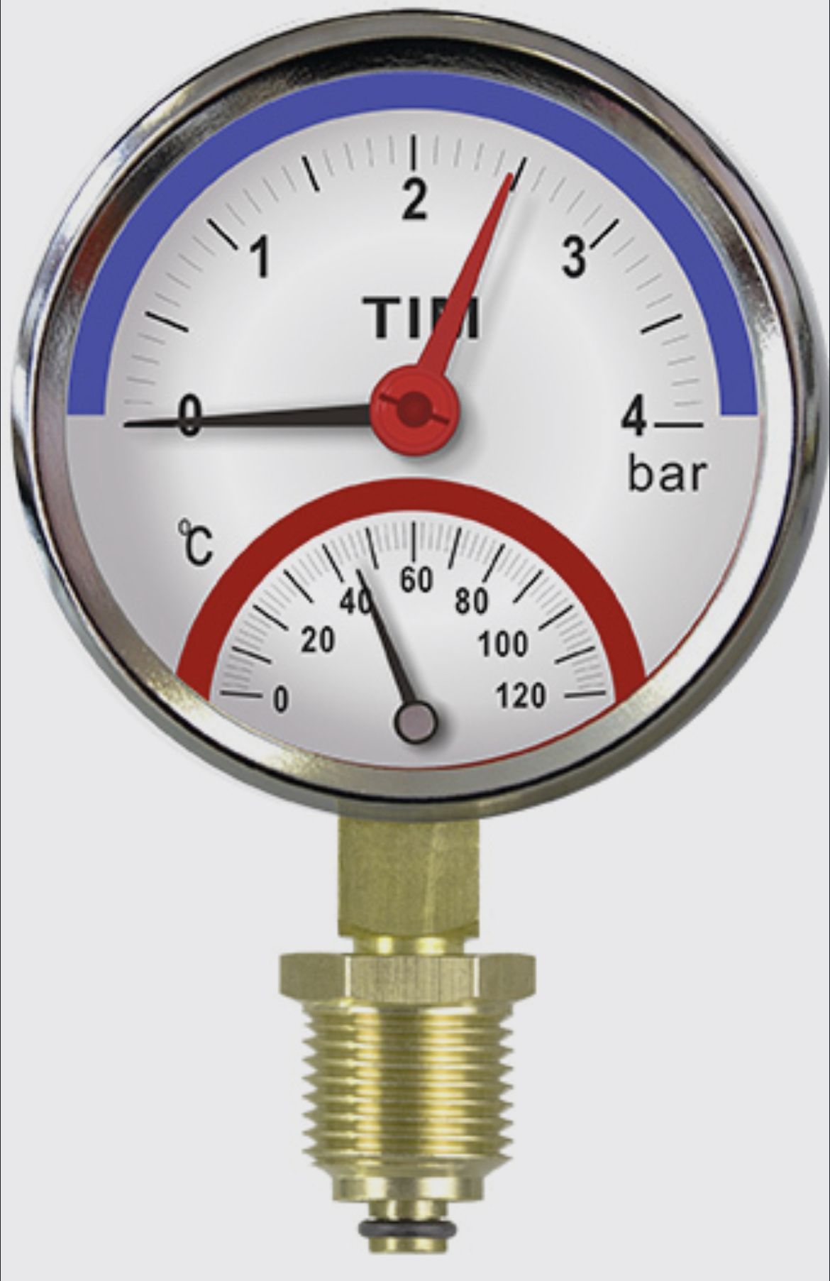 Термоманометр радиальный, TIM, 4 бар,Y-80-4
