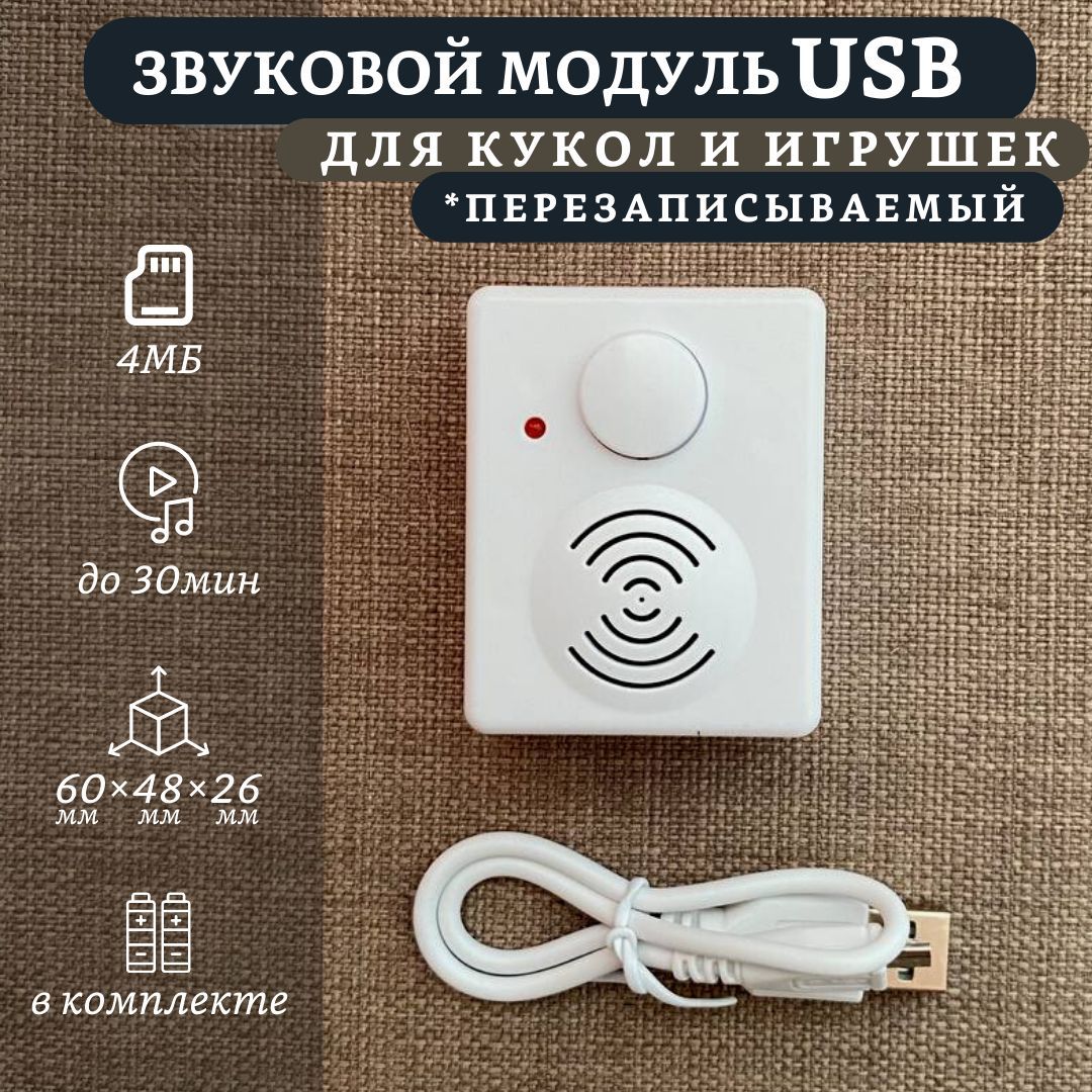 Перезаписываемый (через USB) звуковой модуль для игрушек. Размер 68х48х26  мм высоким качеством звука. - купить с доставкой по выгодным ценам в  интернет-магазине OZON (987416643)