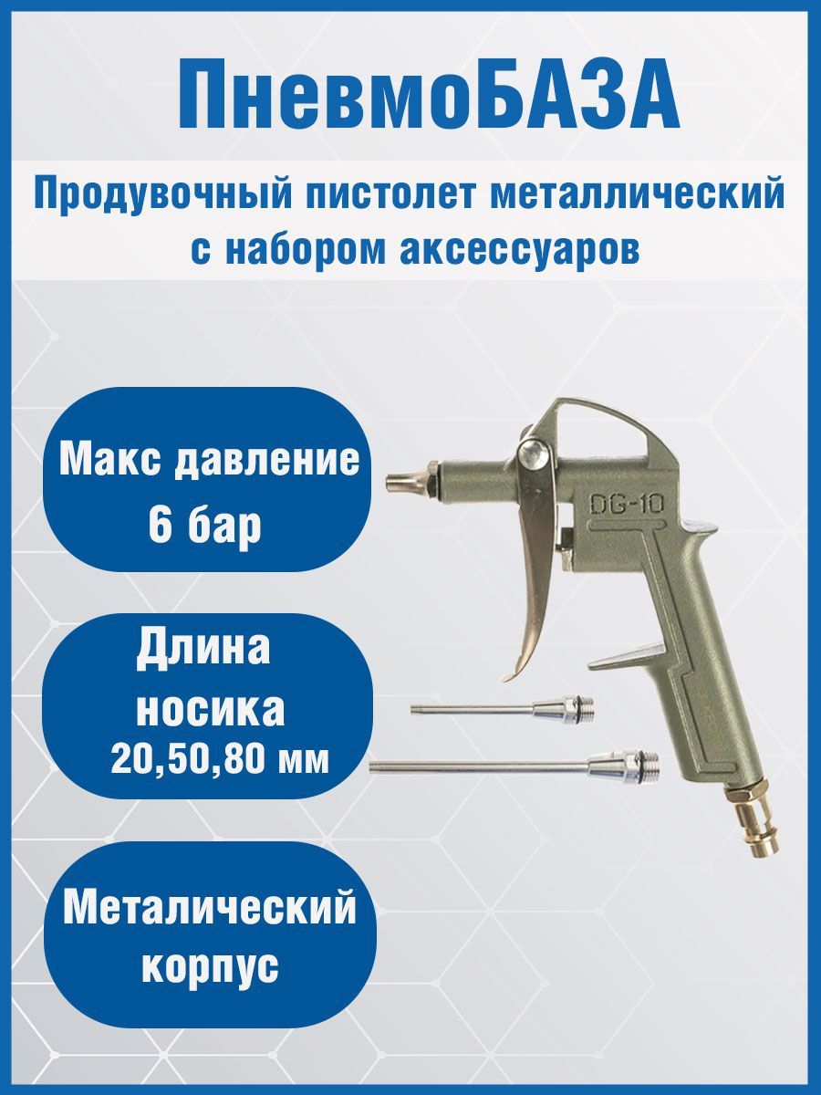 Продувочный пистолет металлический с набором аксессуаров