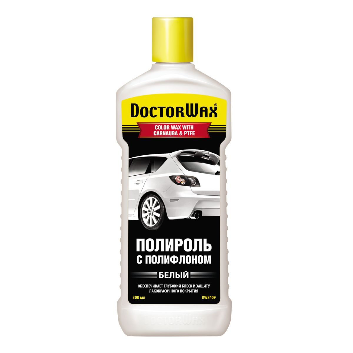 Белый полироль для автомобиля DoctorWax DW8409, 300 мл., натуральный карнаубский  воск, цветной полироль