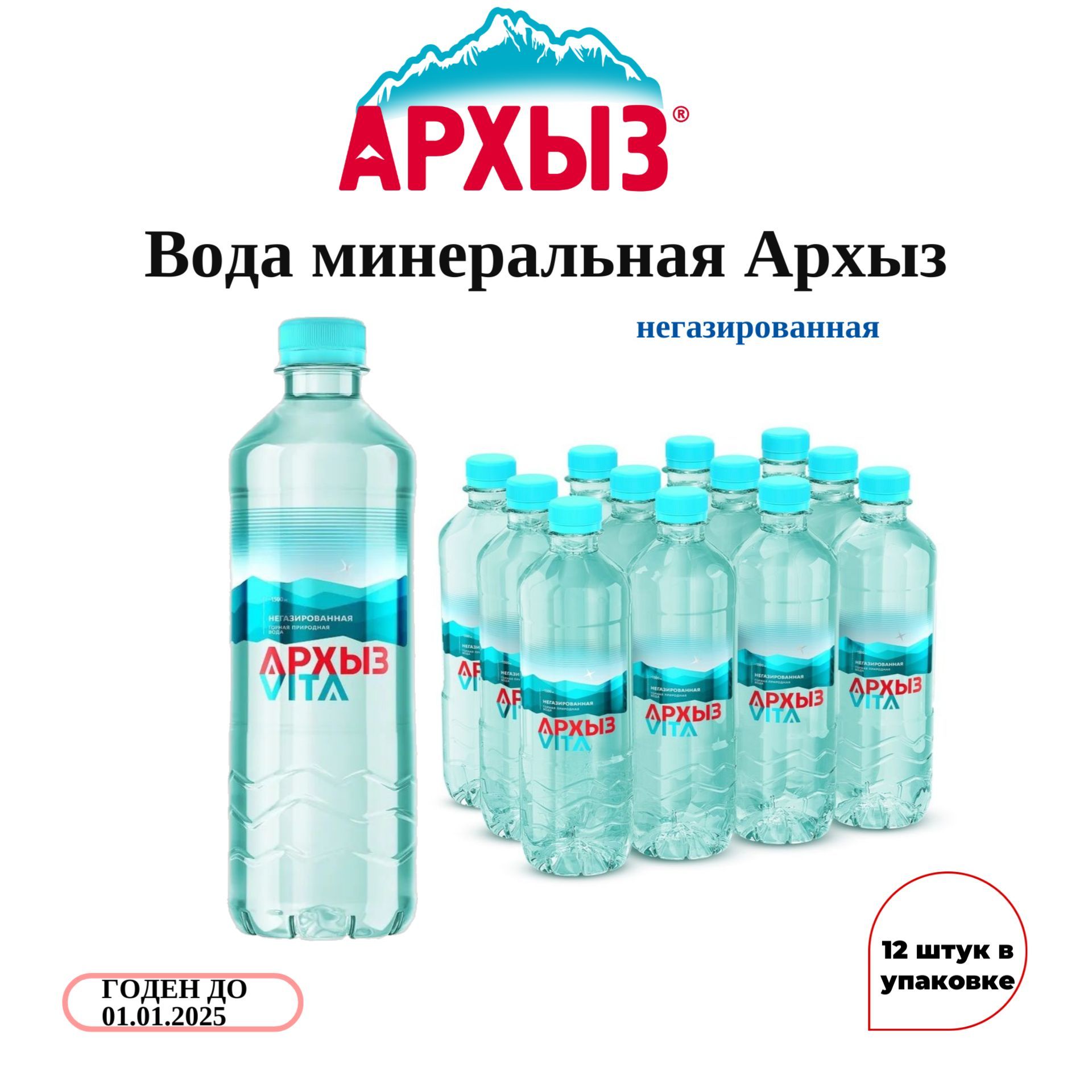 Вода Архыз 0,5л*12 б/г пэт - купить с доставкой по выгодным ценам в  интернет-магазине OZON (950240392)