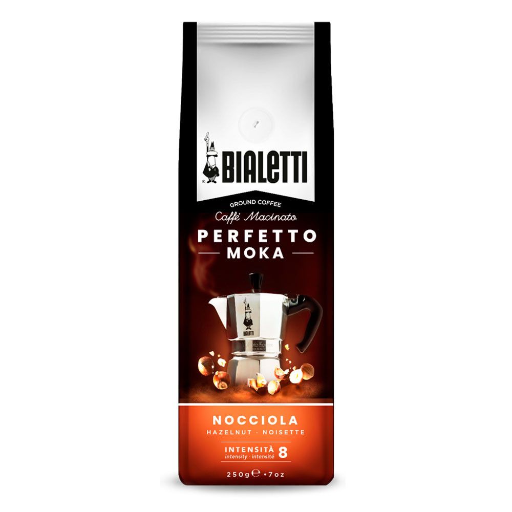 Кофе молотый Bialetti Perfetto Moka Nocciola (со вкусом лесного ореха) пачка 250гр