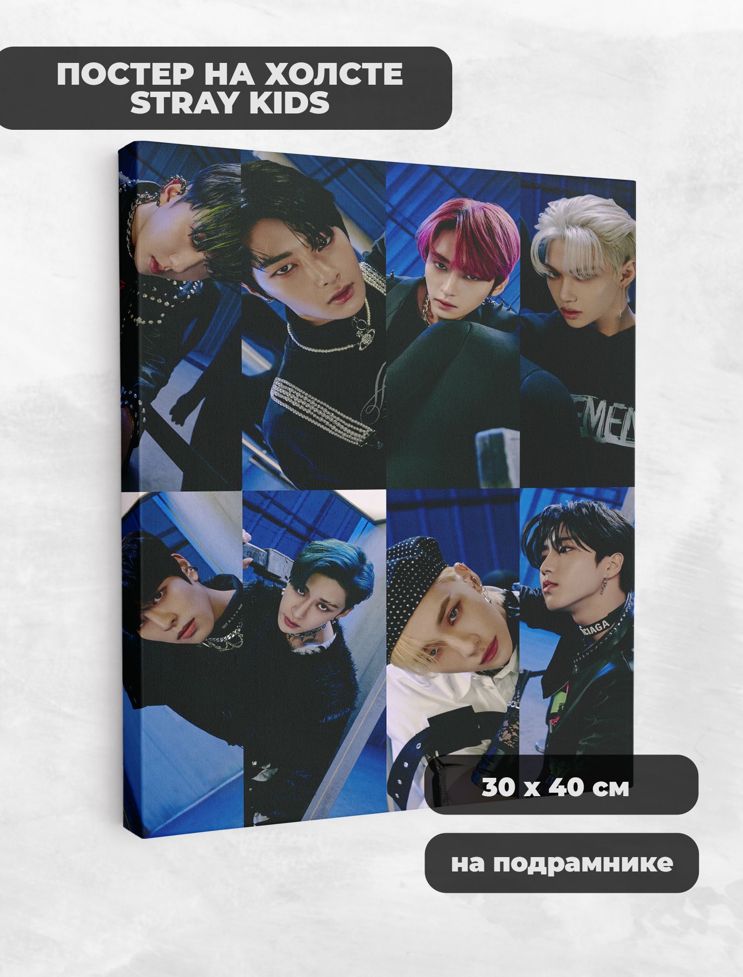 Картина / холст на подрамнике Stray Kids <b>K</b>-<b>Pop</b> КПоп Размер - 30x40 см Отпеч...