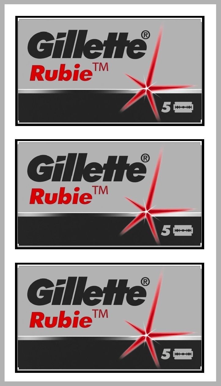 Двусторонние лезвия для Бритвы Gillette "Rubie Platinum Plus", классические, для T-образных бритв и шаветок, 3 упаковки по 5 шт