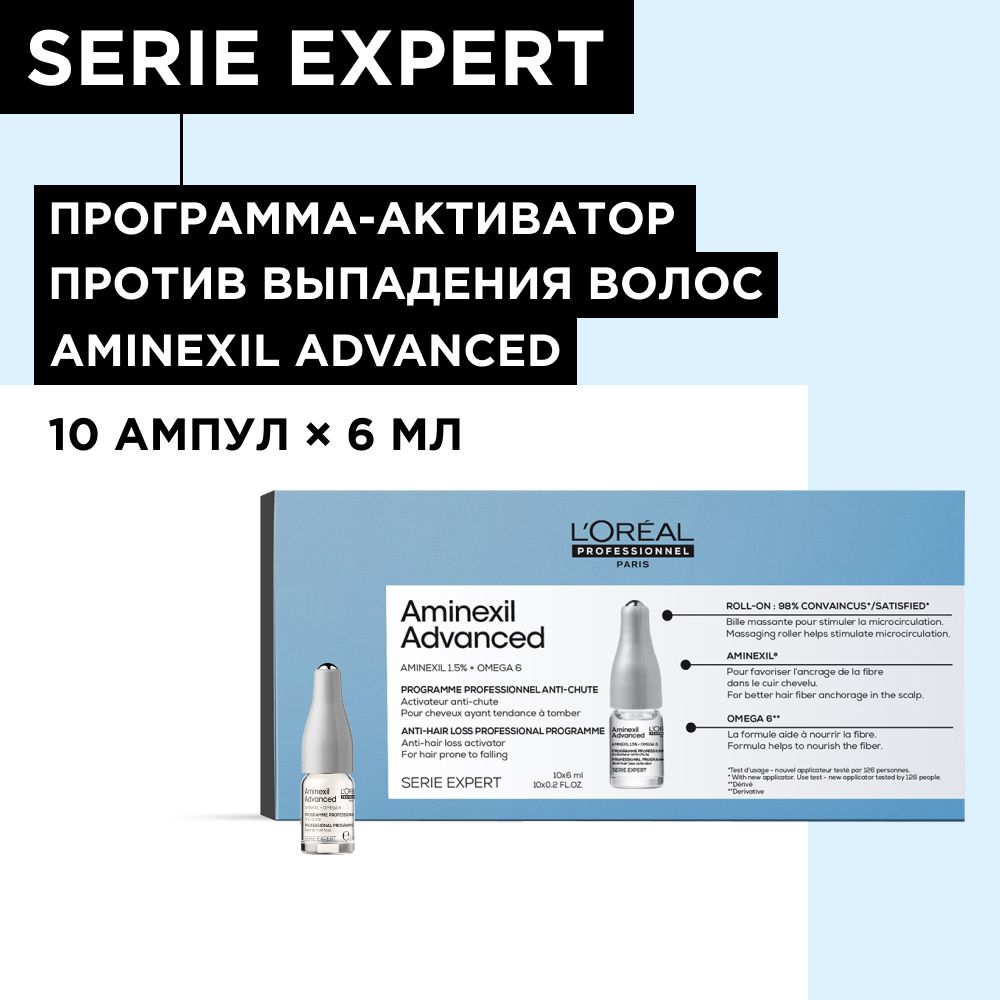 L'Oreal Professionnel Serie Expert Aminexil Advanced Лосьон в монодозах от выпадения волос, 10 шт по 6 мл