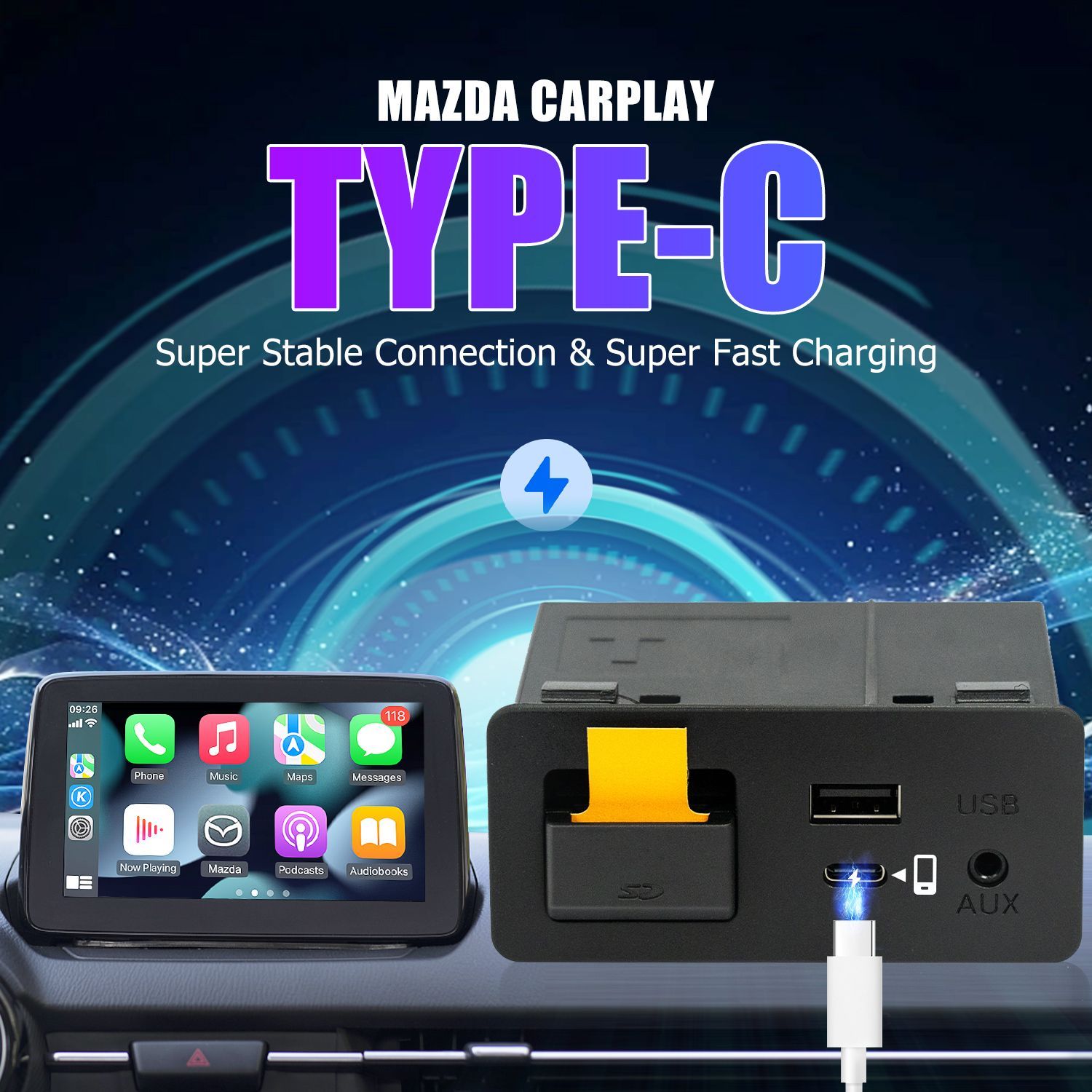 TYPE-C Mazda Apple CarPlay Android Auto HUB OEM Комплект для модернизации  USB купить по выгодной цене в интернет-магазине OZON (1474756377)