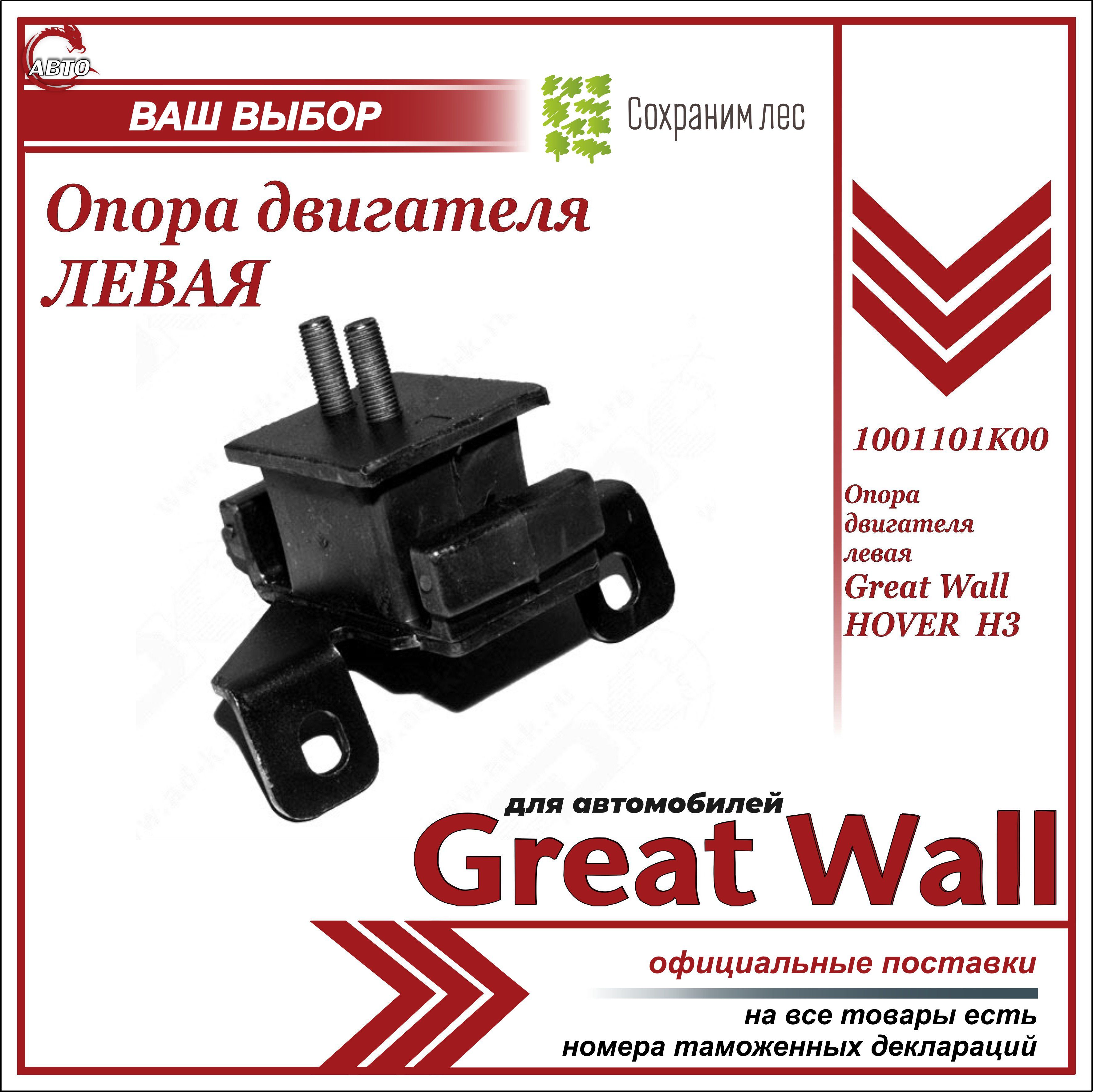 Опора двигателя ЛЕВАЯ для Грейт Вул Ховер Н3 (подушка) / Great Wall Hover  H3 / 1001101K00 - Great Wall арт. 1001101K00 - купить по выгодной цене в  интернет-магазине OZON (612298190)