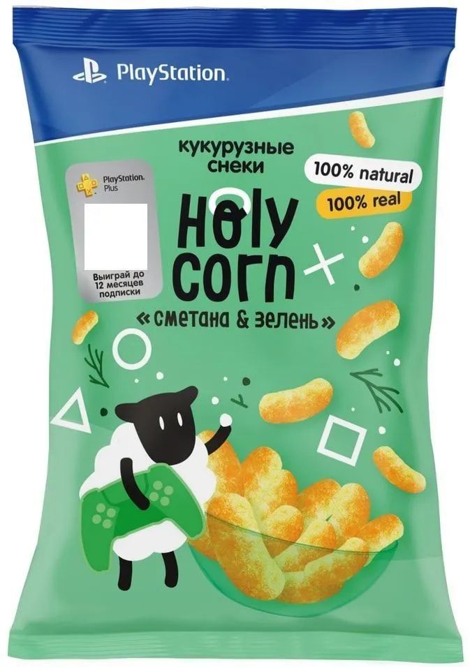 Кукурузные снеки Holy Corn "Сметана & зелень" 50грх2шт