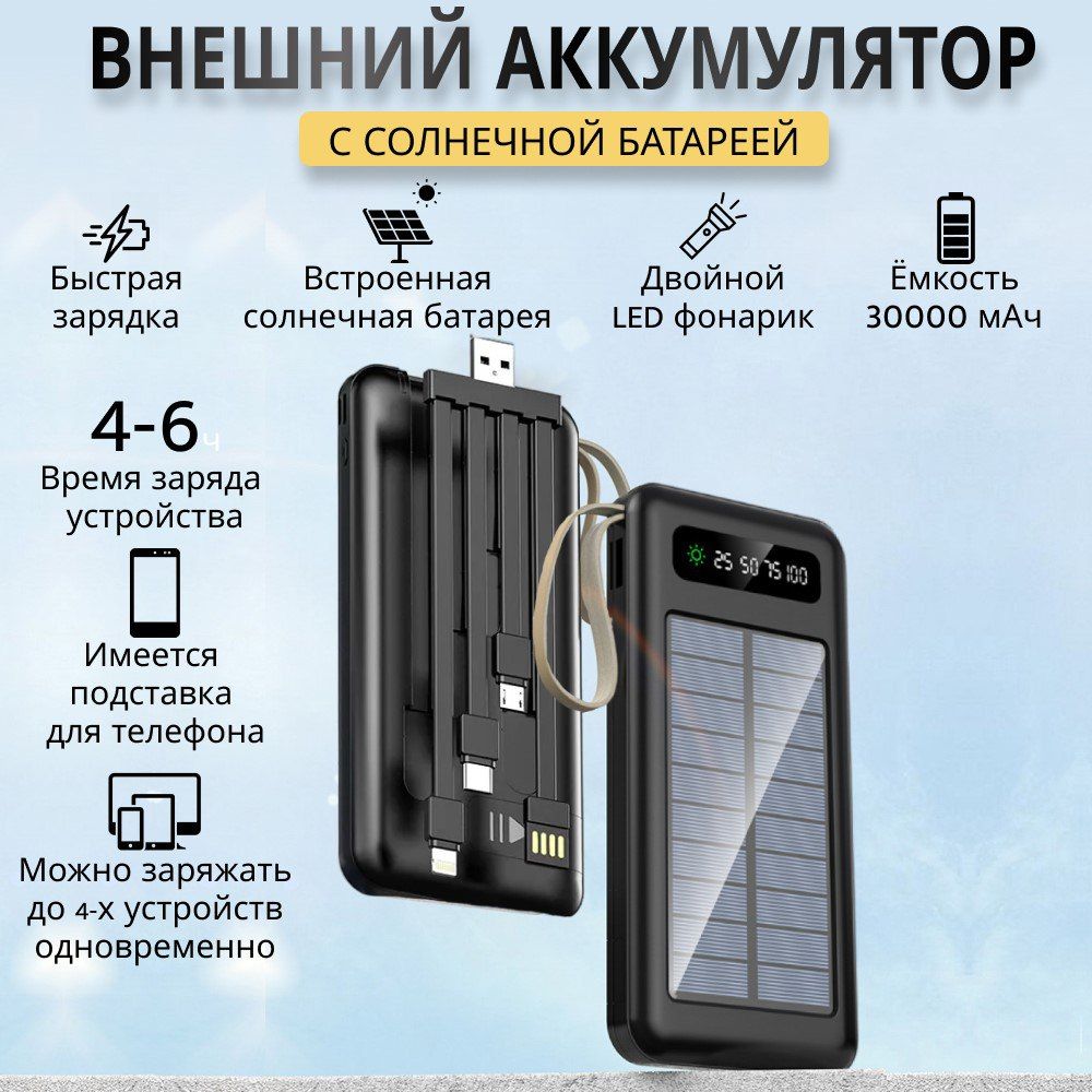 Power Bank с Солнечной Батареей и Фонариком – купить в интернет-магазине  OZON по низкой цене