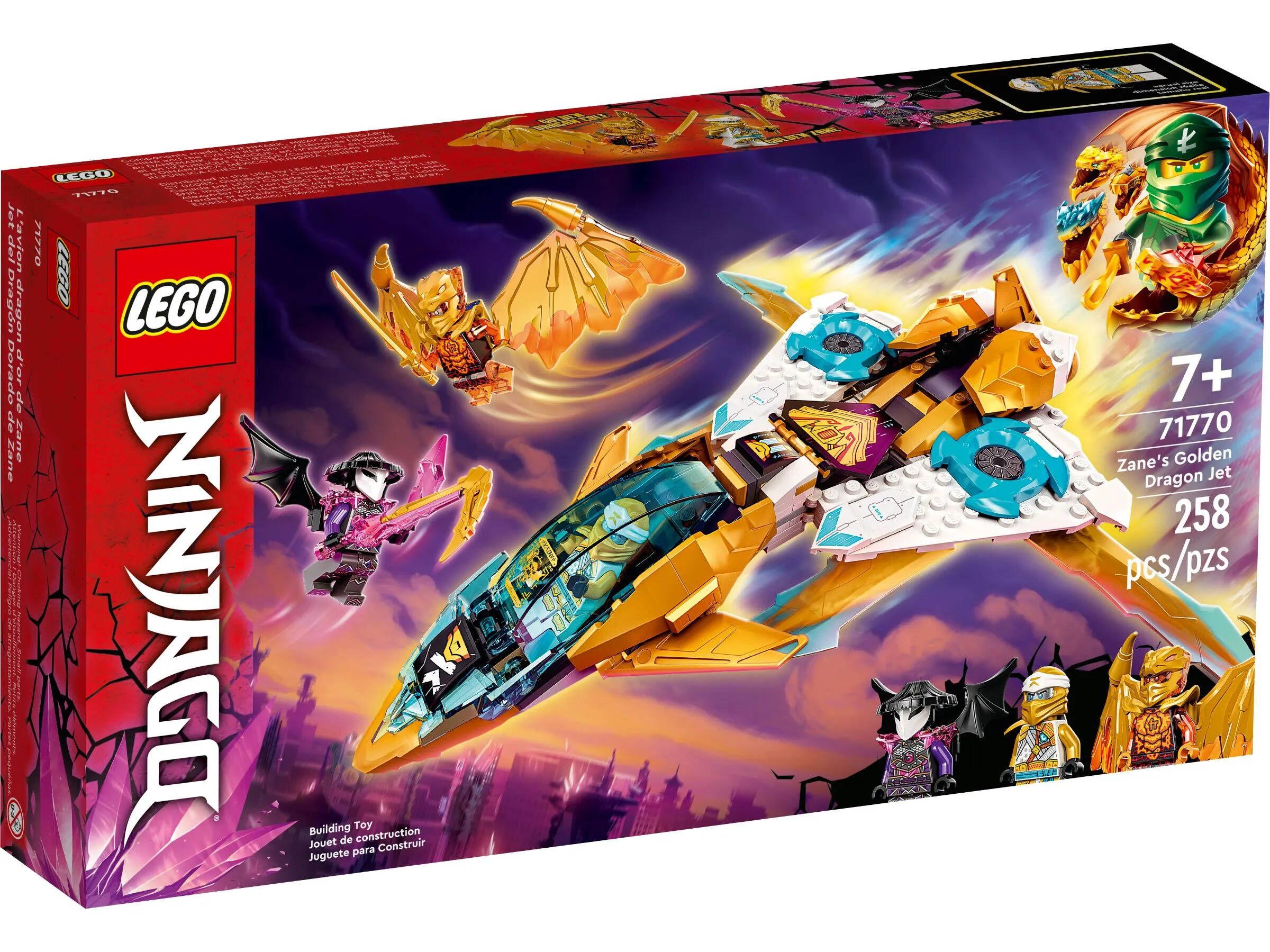 Ниндзяго дракон зейна. LEGO Ниндзяго наборы 71770. LEGO Ninjago 2022 Sets. Лего Ниндзяго самолет Зейна 2022. Лего Ниндзяго 71770.