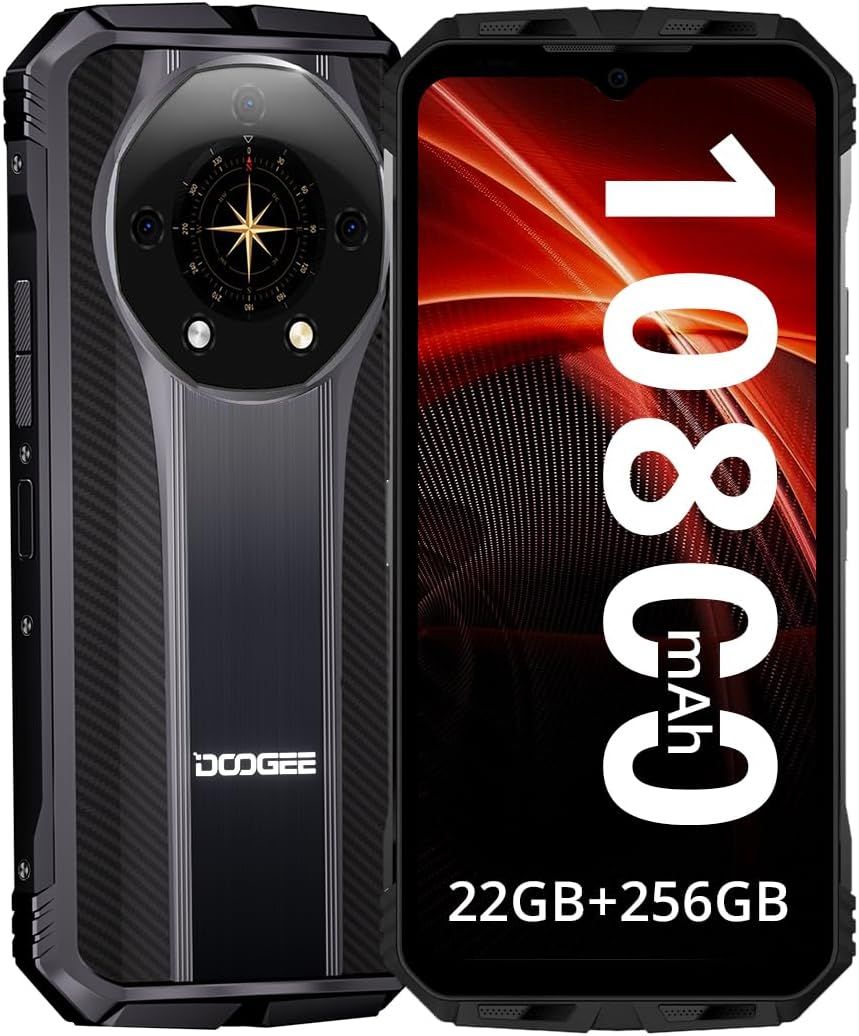 Doogee Смартфон 110 Android 13.0 12GB+256GB, поддержка NAC, 50MP 10800mAh  66W быстрая зарядка телефон 12/256 ГБ 12/256 ГБ, черный