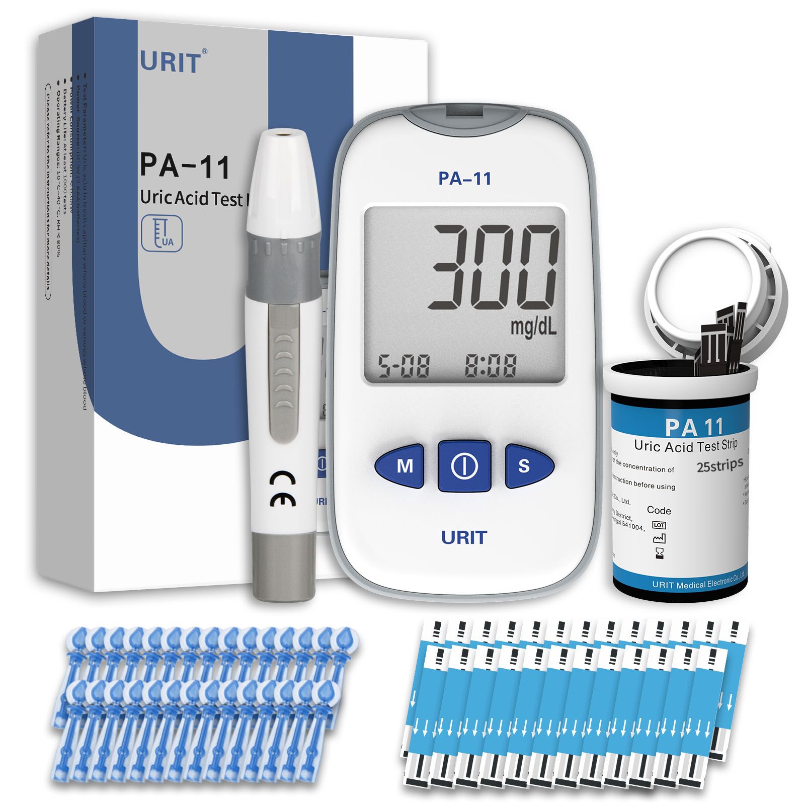 URITPA-11Тестермочевойкислоты-Включает25тест-полосок,ланцетыдляпрокалывания-25штук,чехолдляпереноски