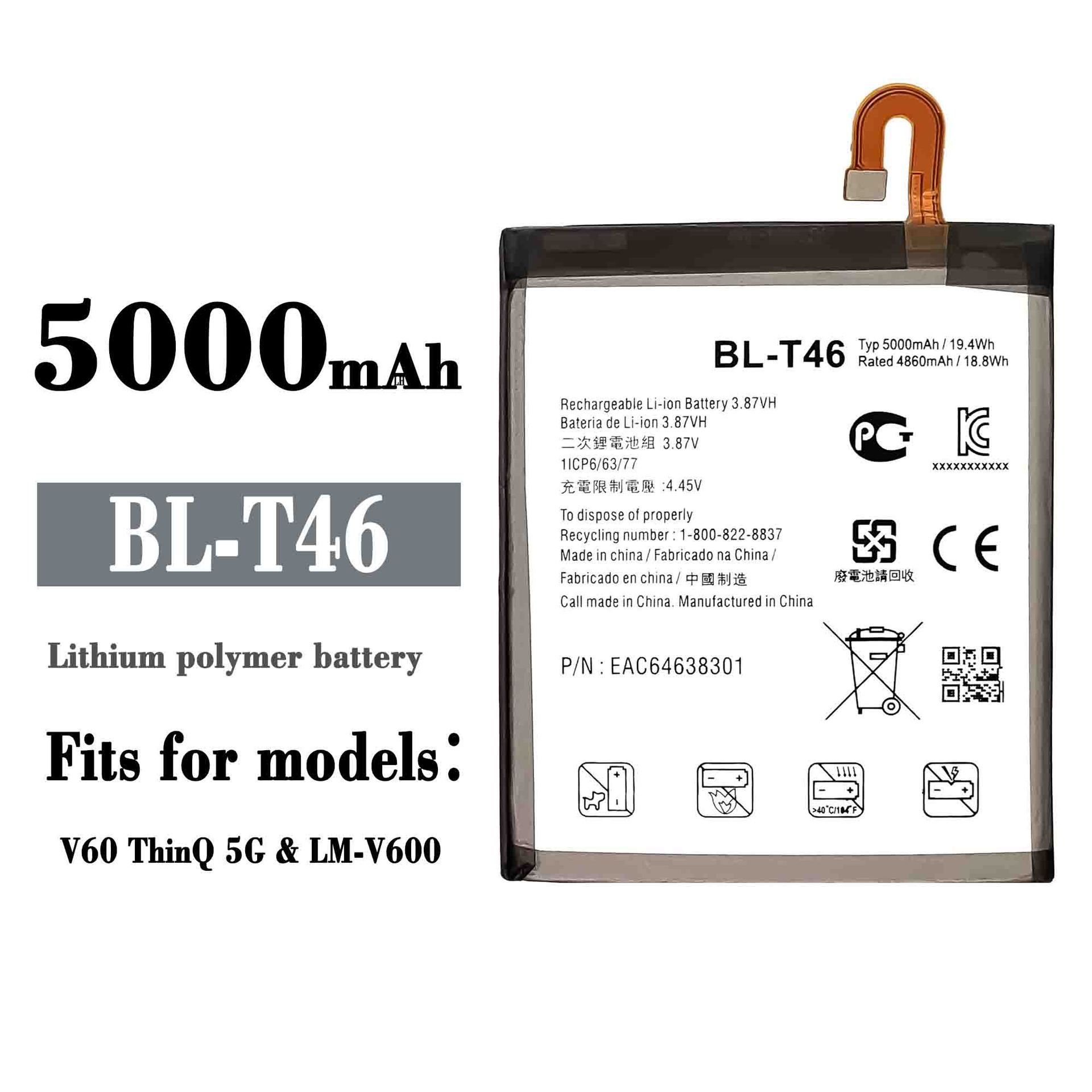 Качество 5000mAh аккумулятор для LG V60 ThinQ 5G LM-V600 BL-T46 LM-V600  мобильного телефона аксессуары батареи + инструменты - купить с доставкой  по выгодным ценам в интернет-магазине OZON (1363863524)