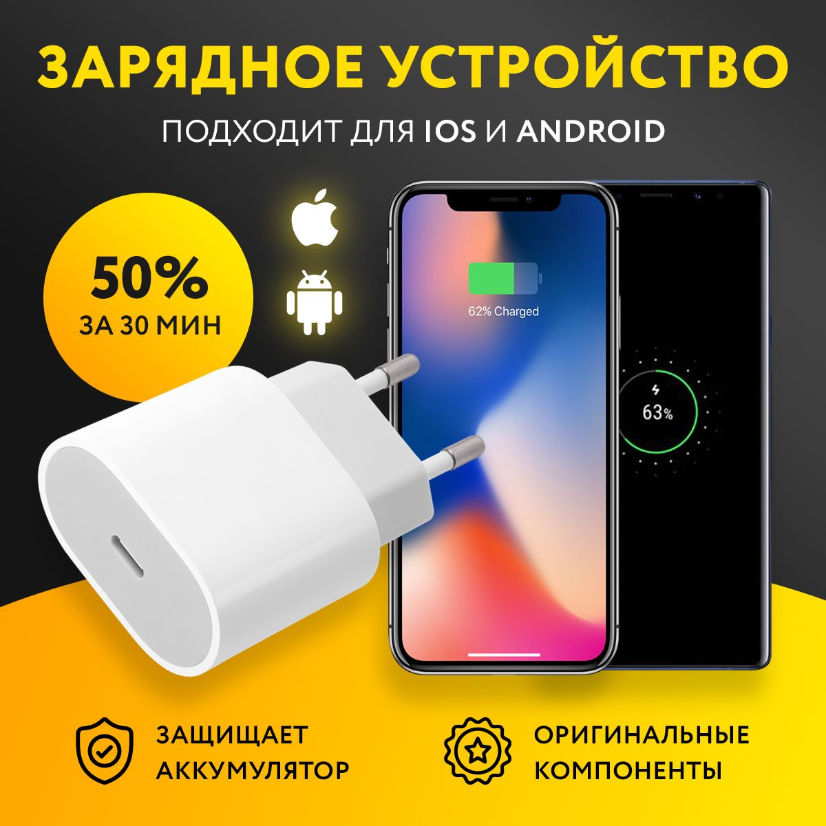 Сетевое зарядное устройство IPROVIX блок для зарядки, 20 Вт, USB Type-C,  Power Delivery - купить по выгодной цене в интернет-магазине OZON  (1251093770)