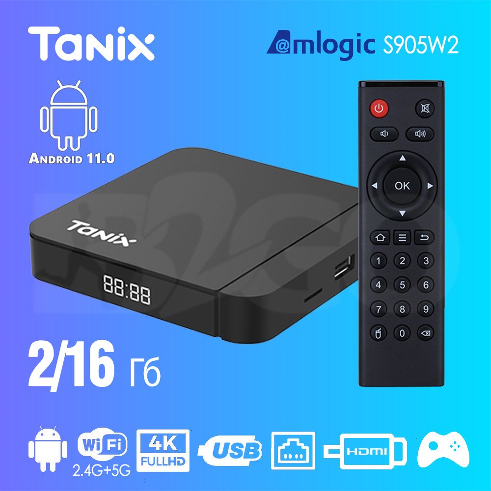 Медиаплеер Tanix W2, USB, RJ-45 Ethernet, TF, HDMI, 3.5 мм, черный, Android  купить по низкой цене с доставкой в интернет-магазине OZON (1368198090)