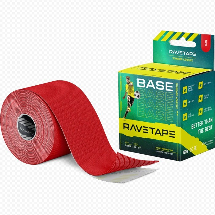 Кинезио тейп для тела RaveTape BASE 5см х 5м Красный #1