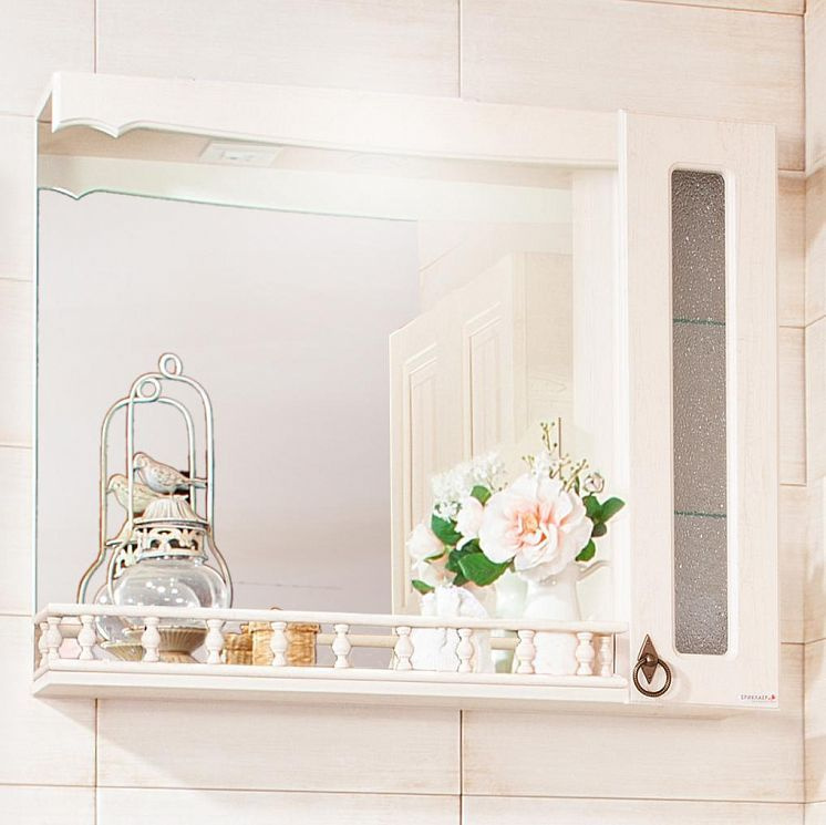 Бриклаер Зеркало-шкаф, Зеркало для ванной со шкафчиком и балюстрадой Кантри 85, 85.2х18х70 см  #1