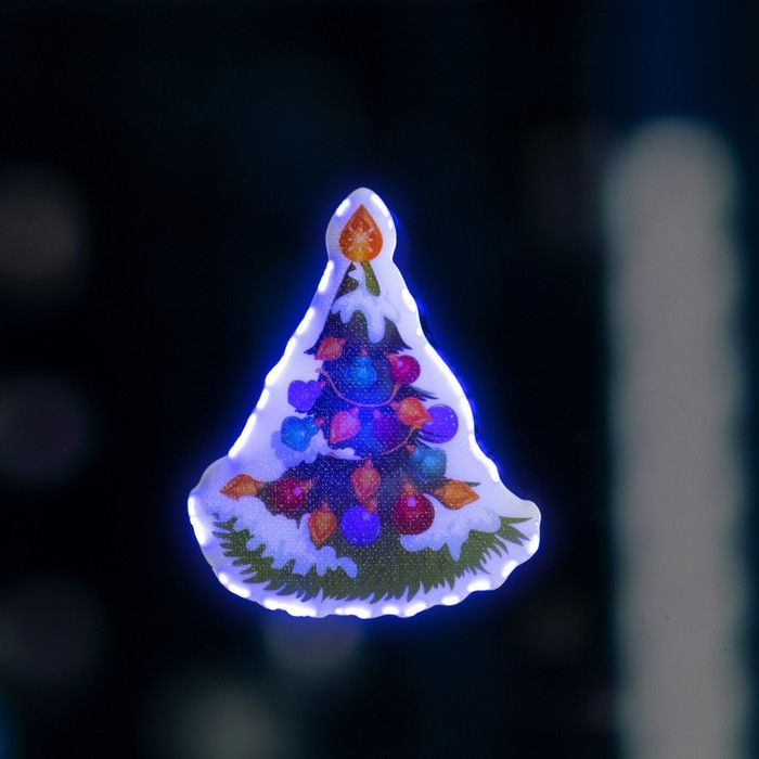 Светодиодная игрушка новогодняя Luazon Lighting "Новогодняя елка", на липучке, 8,5х10 см, батарейки LR44х3, #1