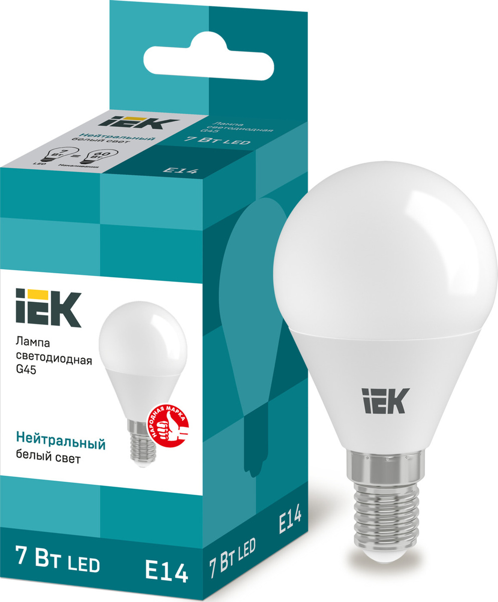 Лампочка IEK LLE-G45-7-230-40-E14, E14, 7 Вт, Светодиодная —  в .
