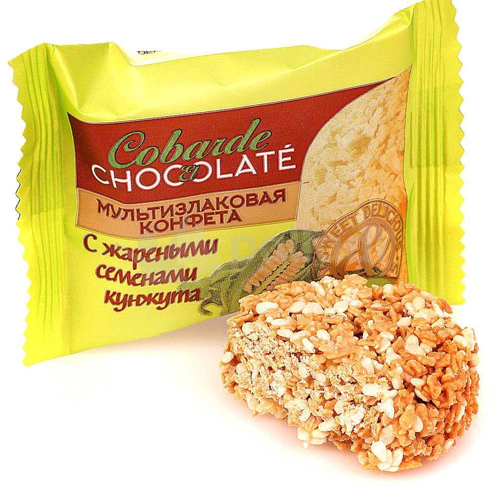 Конфета мультизлаковая "Cobarde El Chocolate" кунжут белая глазурь ...