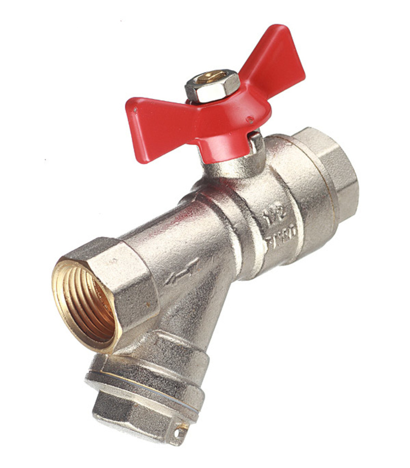 Кран шаровый VALTEC BASE со встроенным фильтром, рукоятка бабочка 1/2 ...
