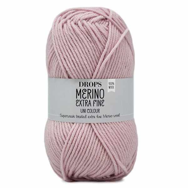 Пряжа DROPS Merino Extra Fine Цвет.40 Powder pink/розовая пудра, розовый, 4 мот., мериносовая шерсть #1