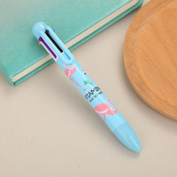 Ручка шариковая  многоцветная фламинго голубая . Спонсорские товары
