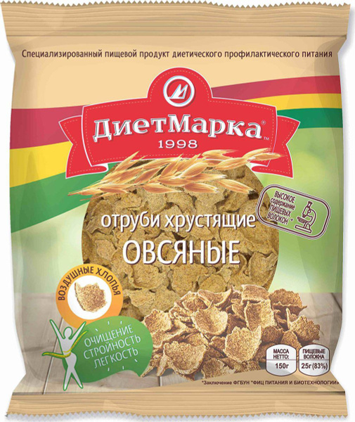 Диет Марка отруби хрустящие овсяные, 150 г - купить с доставкой по ...