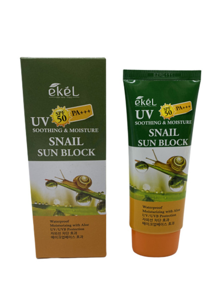 Ekel Крем солнцезащитный с улиточным муцином UV snail ampule sun block ...