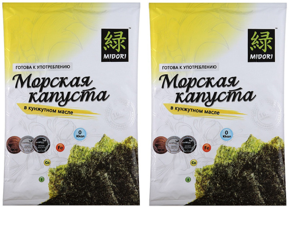Морская капуста нори Midori в кунжутном масле, 32г 2 штуки - купить с ...