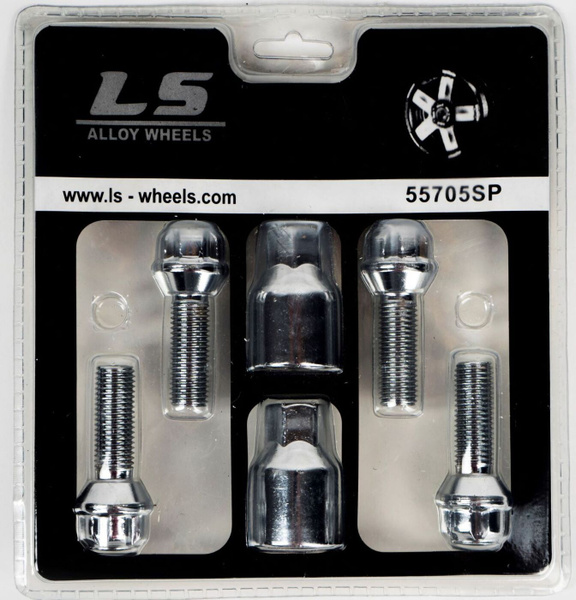 Болты-секретки "LS" М12*1 25 (55/27  конус PCD  хром.) (к-т 4 шт+2 ключа)