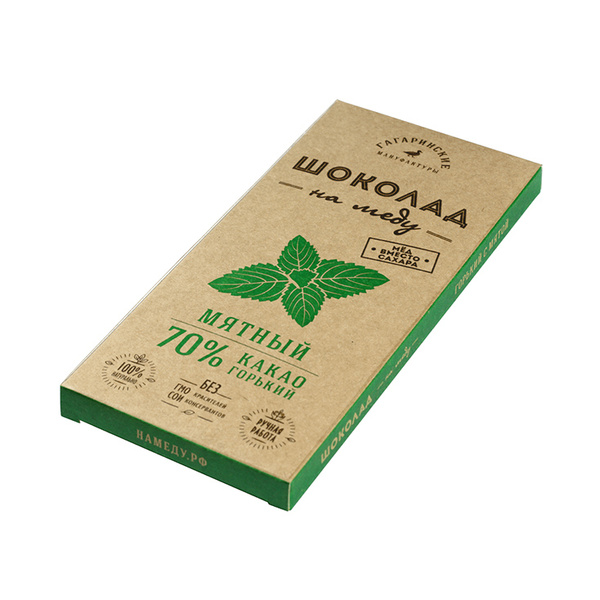 Шоколад на меду "КРАФТ" Горький 70% какао Мятный - купить с доставкой ...