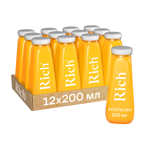 Сок Rich (Рич) Апельсиновый, 12 штук по 200 мл, стекло - купить с ...