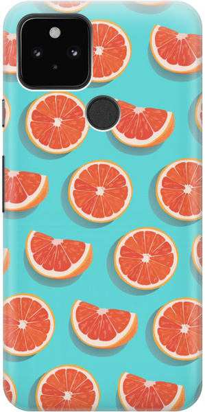 Силиконовый чехол Грейфруты на голубом на Google Pixel 5 / Гугл Пиксель ...