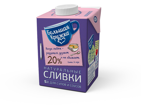 Сливки Большая Кружка, 20%, 0,5 кг - купить с доставкой по выгодным ...