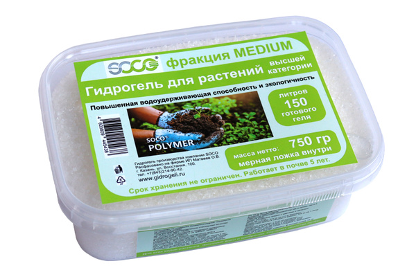 Гидрогель для растений на калиевой основе Soco (фракция Средняя) 750 гр ...